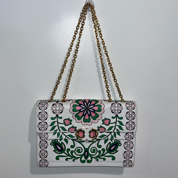 PRICE IS FIRM! Tory Burch Gemini Link Chain Printed Leather Crossbody - Picture 5 of 17